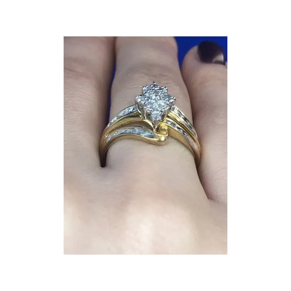 925 Sterling Silver Gold Plated CZ Ring Size 7